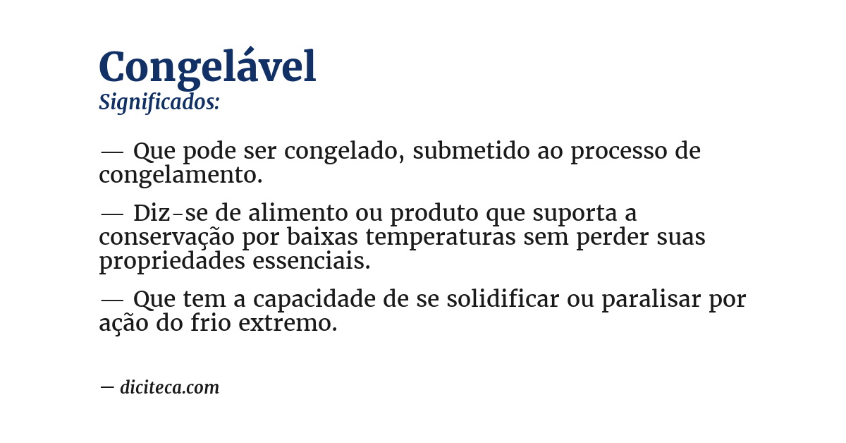 Significado de congelável