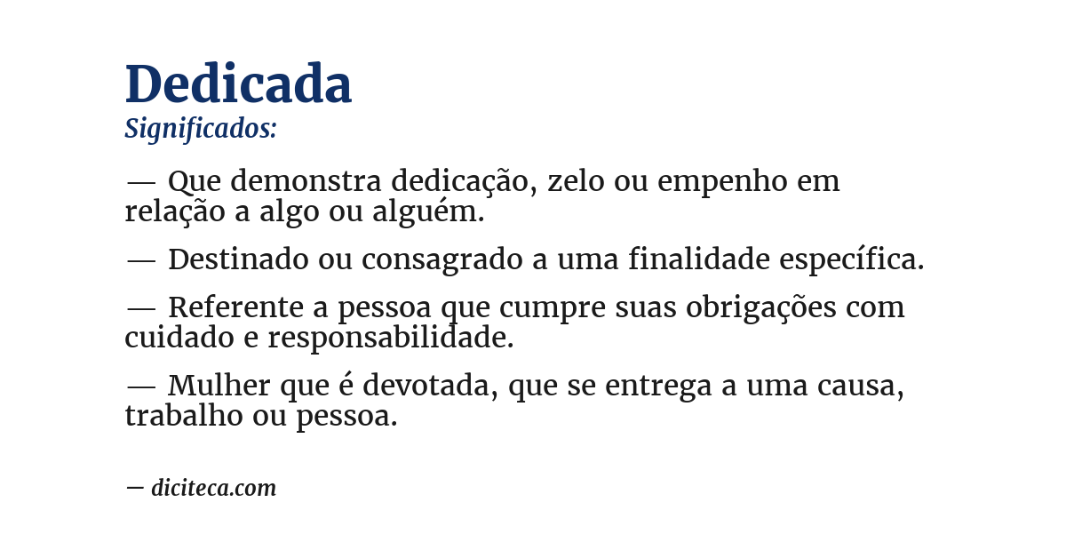 Significado de dedicada