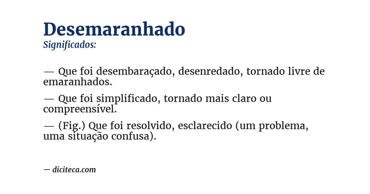 Significado de desemaranhado