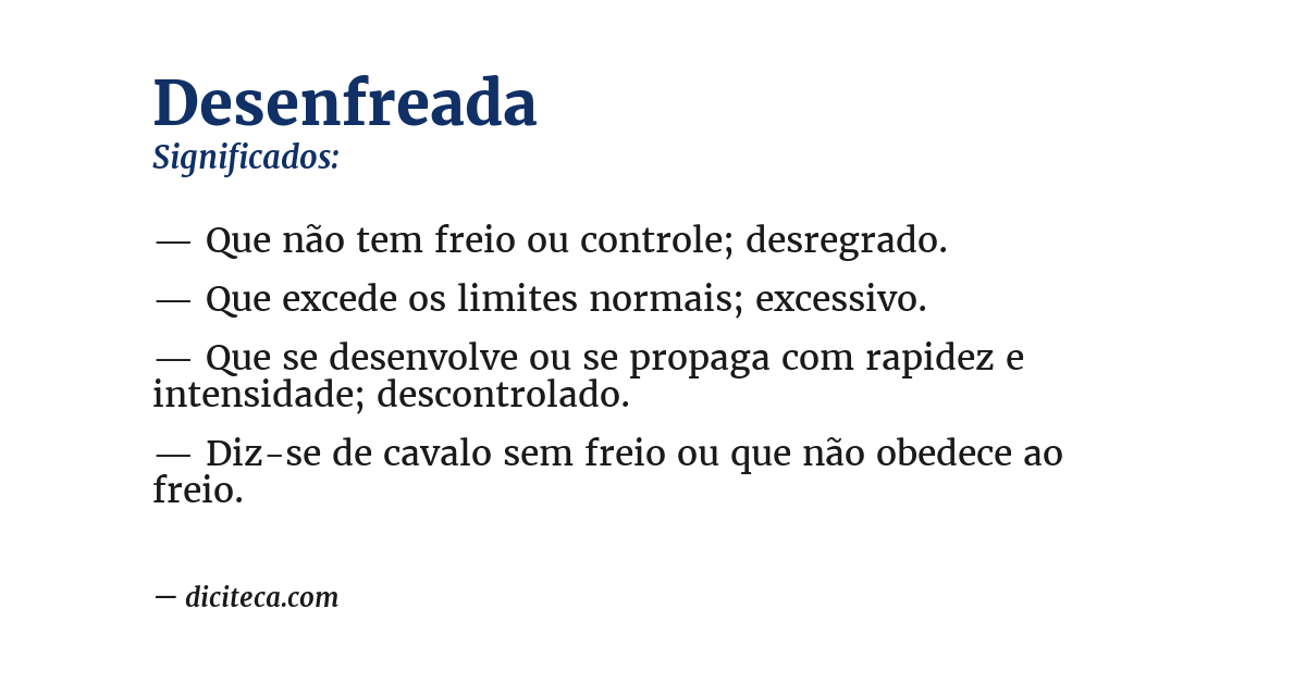 Significado de desenfreada