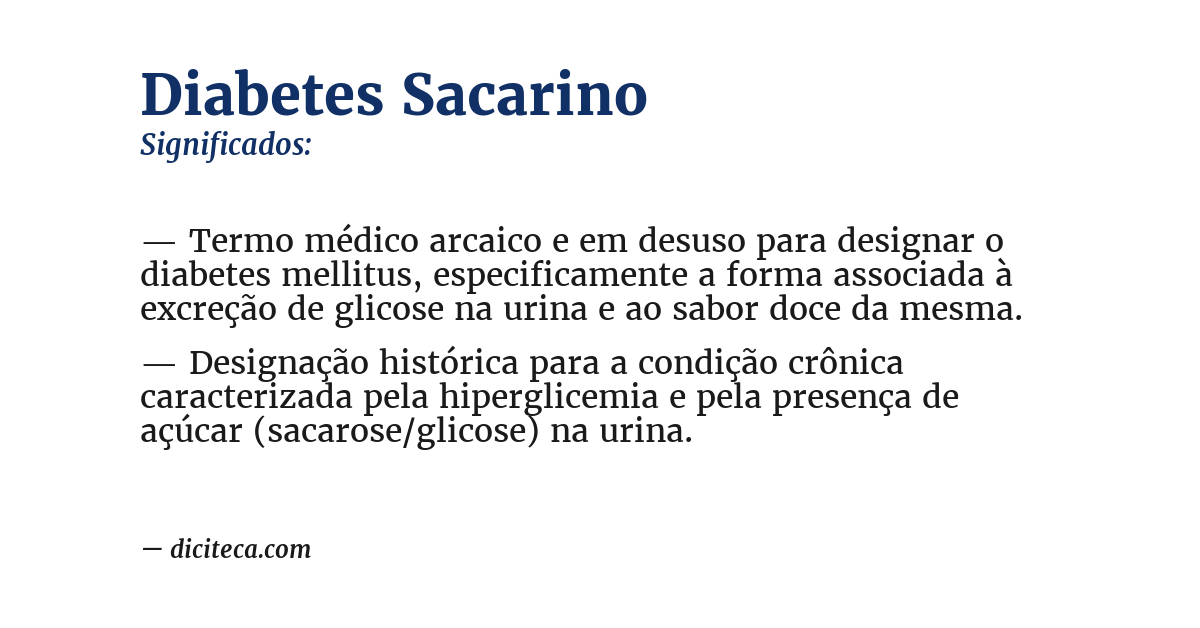 Significado de diabetes sacarino