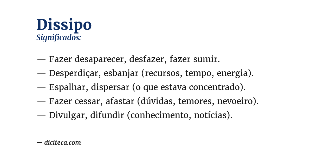 Significado de dissipo