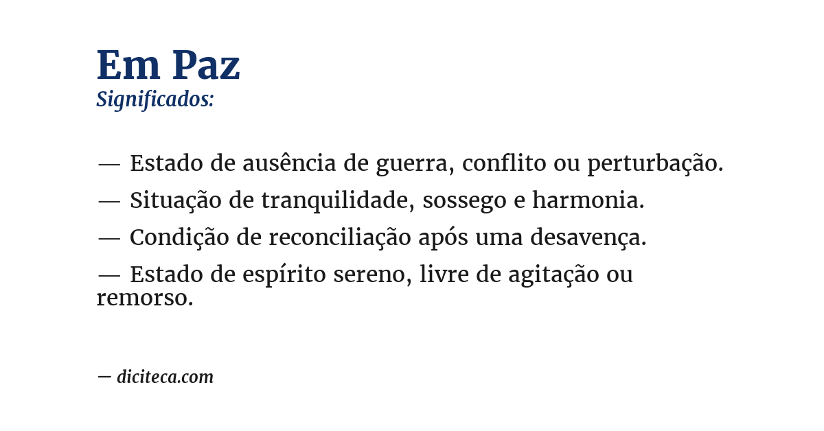 Significado de em paz