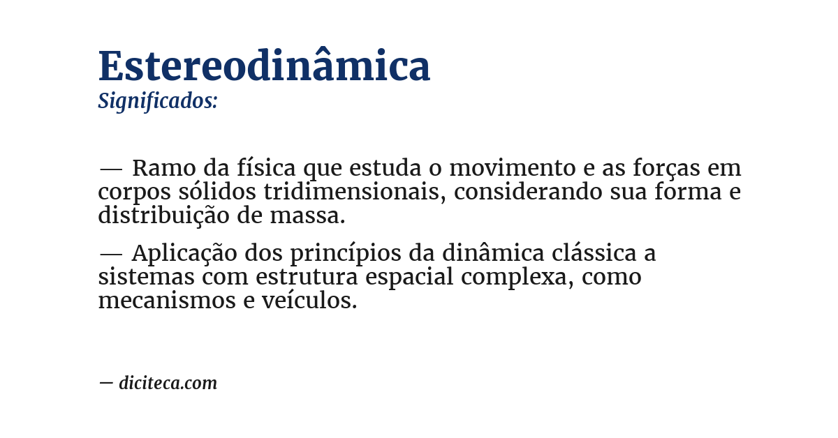 Significado de estereodinâmica