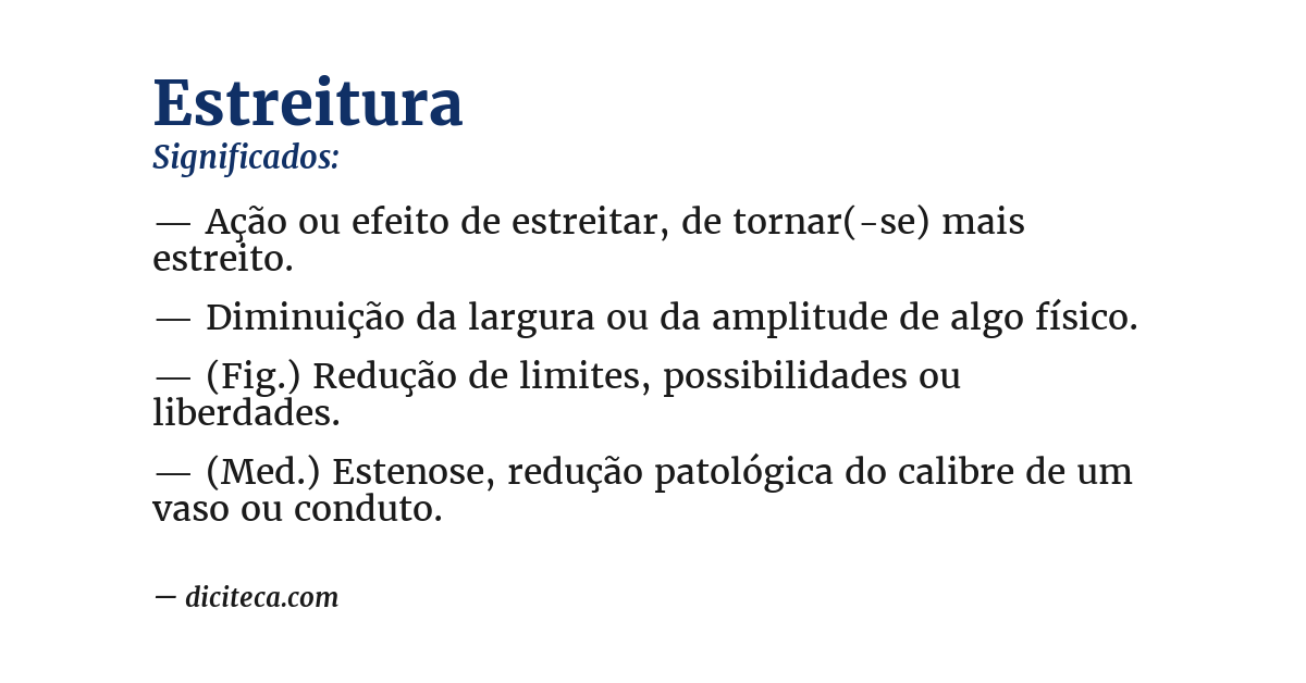 Significado de estreitura