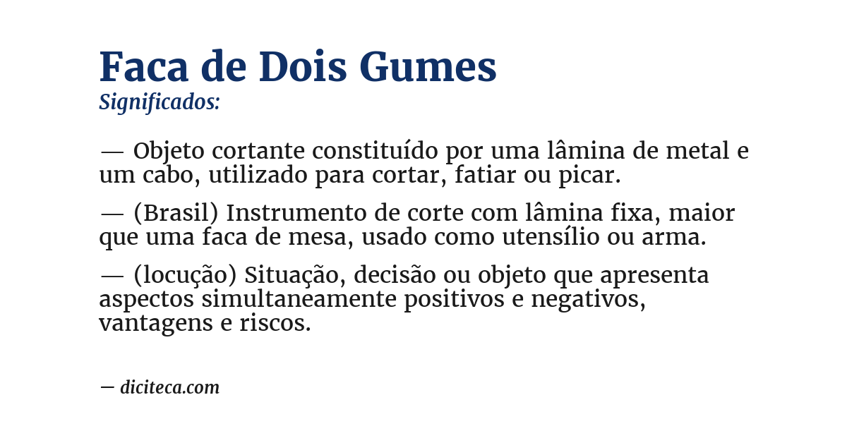 Significado de faca de dois gumes