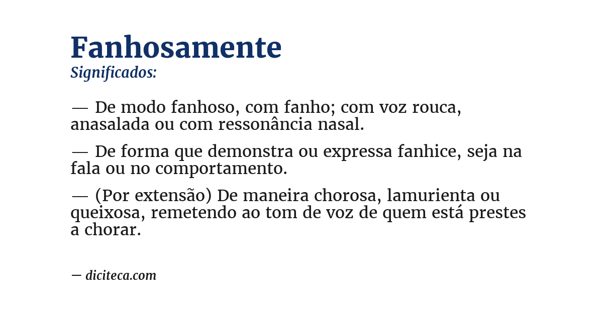Significado de fanhosamente
