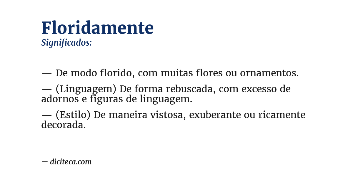 Significado de floridamente
