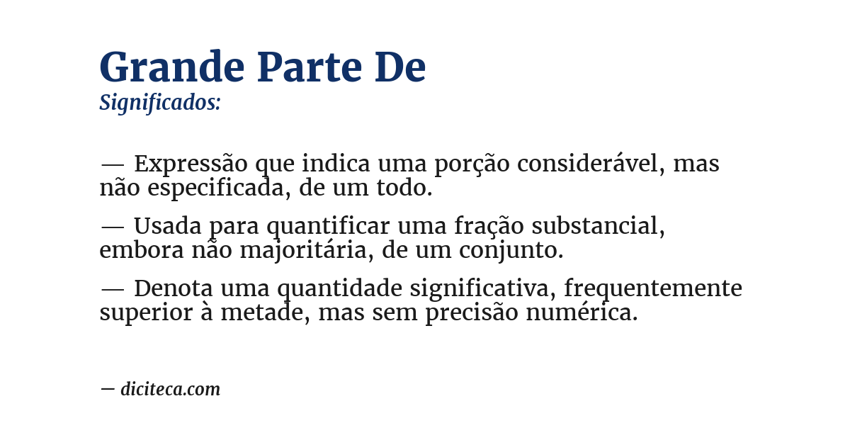 Significado de grande parte de