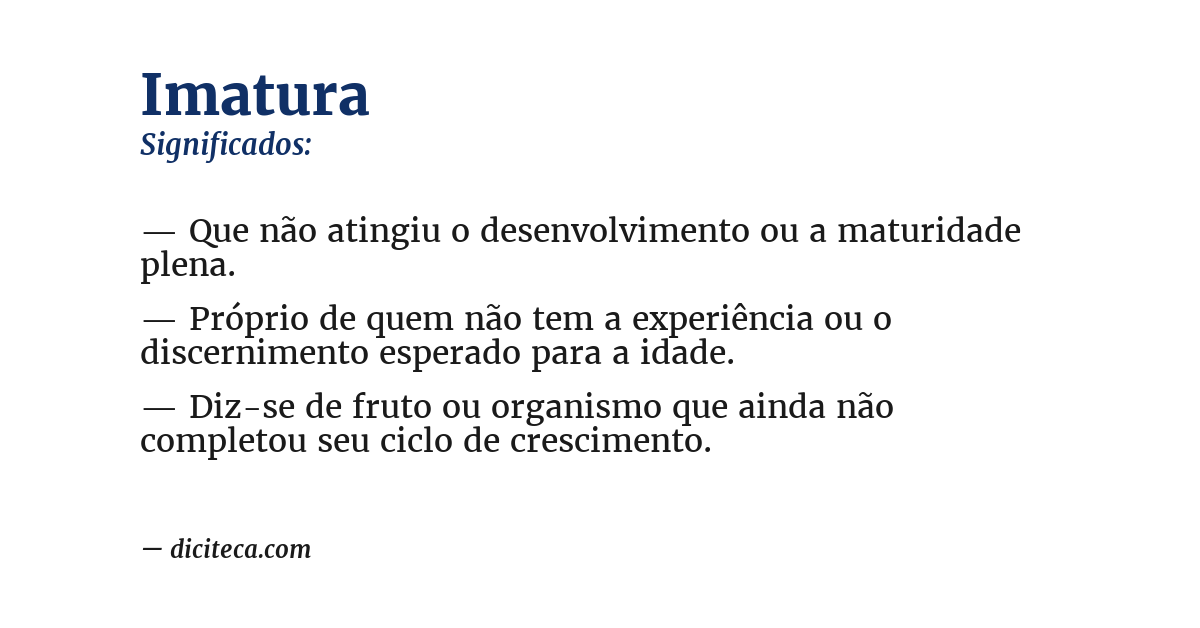 Significado de imatura