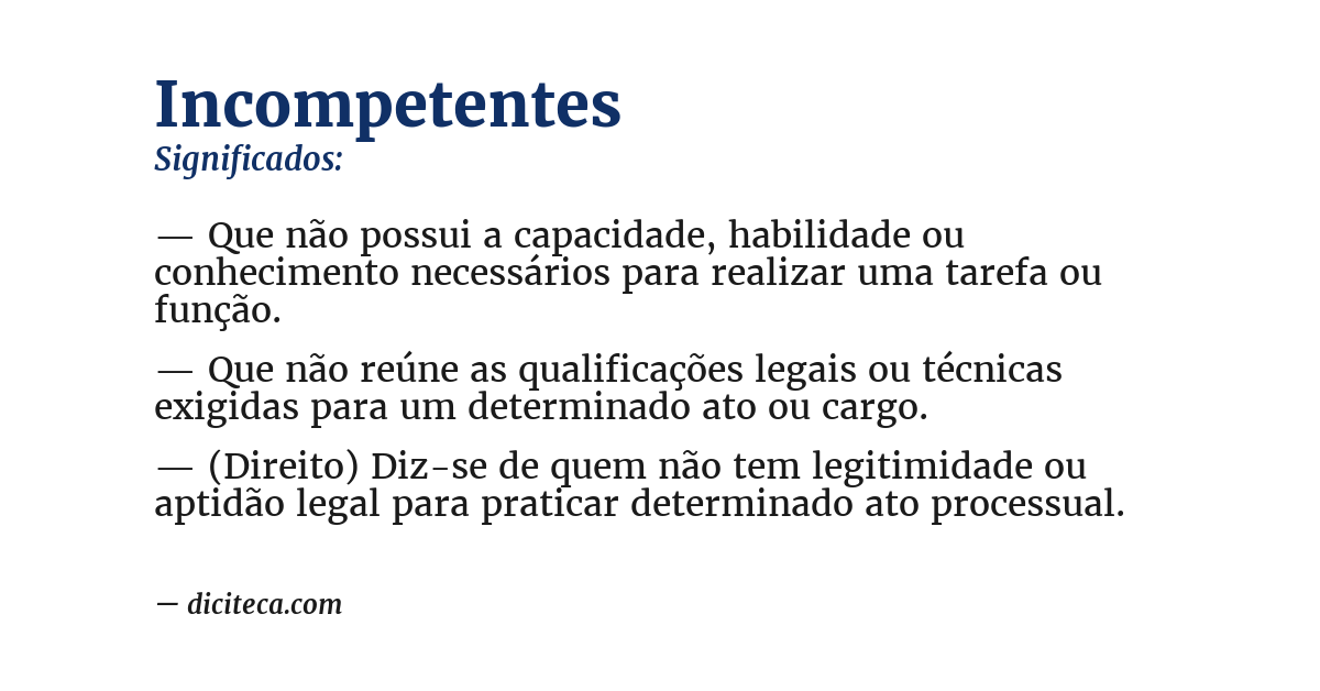 Significado de incompetentes