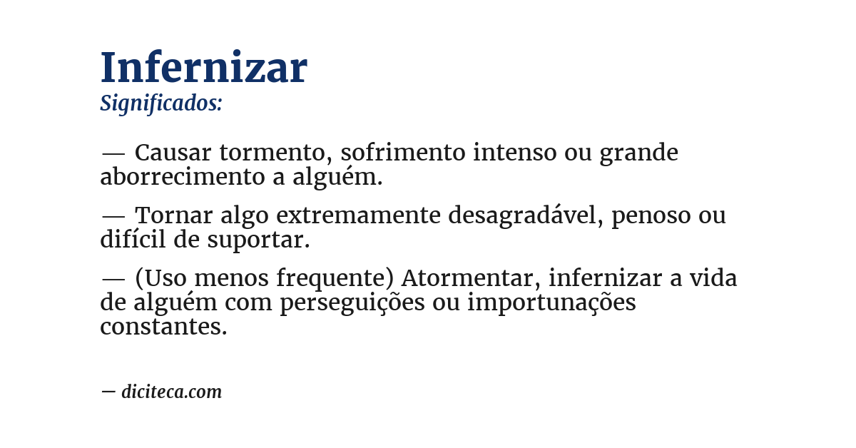 Significado de infernizar