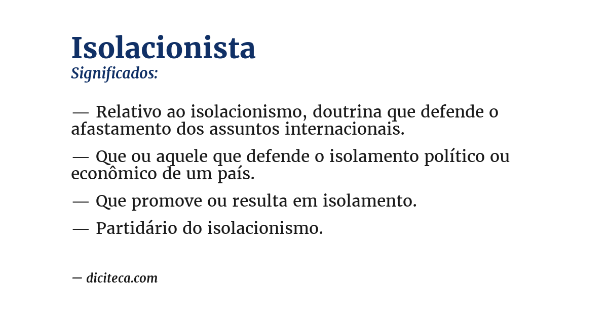 Significado de isolacionista