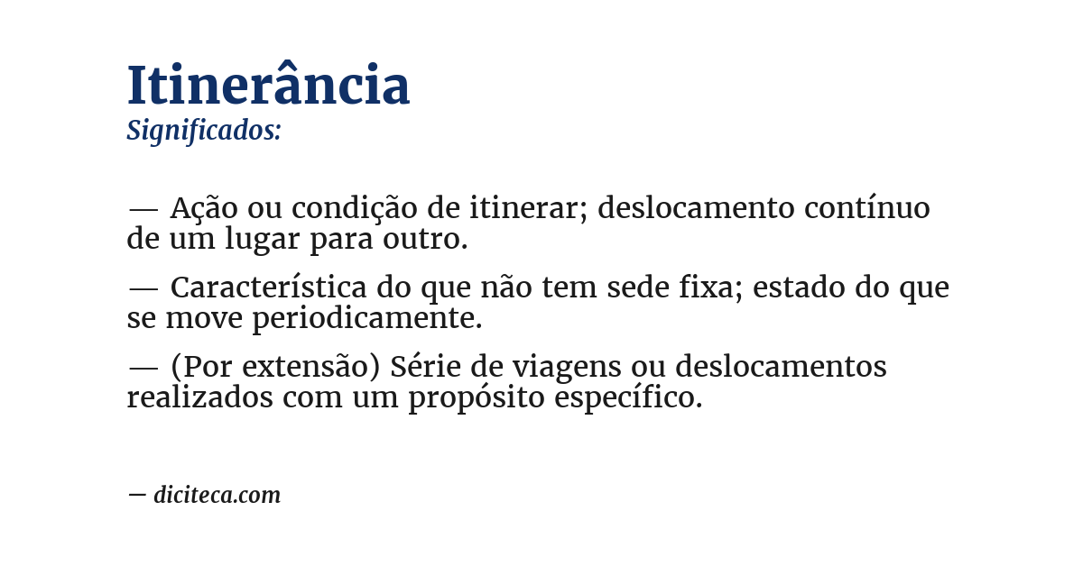 Significado de itinerância