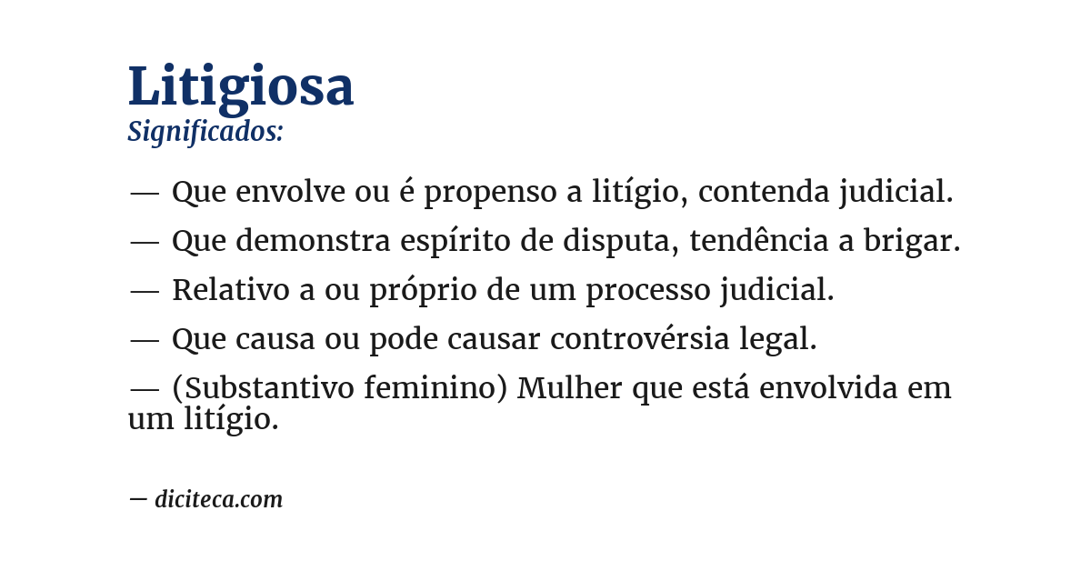 Significado de litigiosa