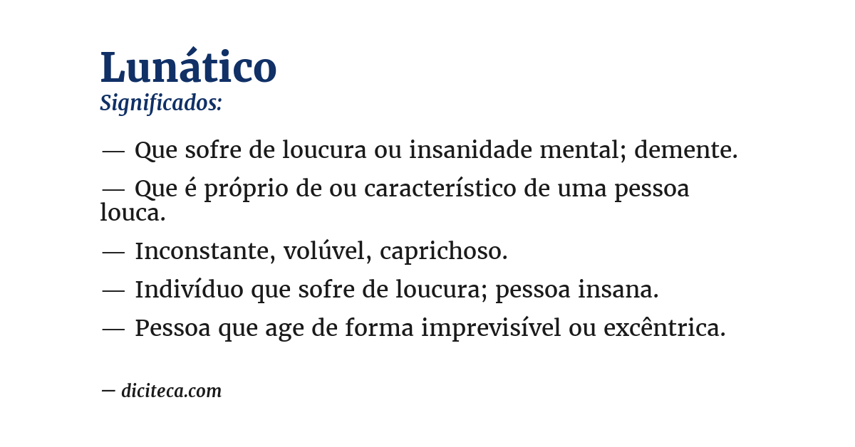 Significado de lunático
