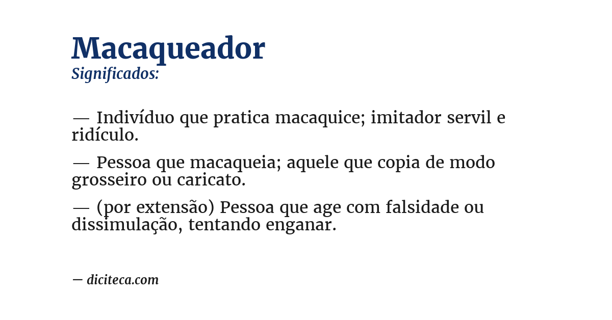 Significado de macaqueador