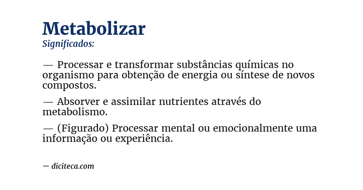 Significado de metabolizar