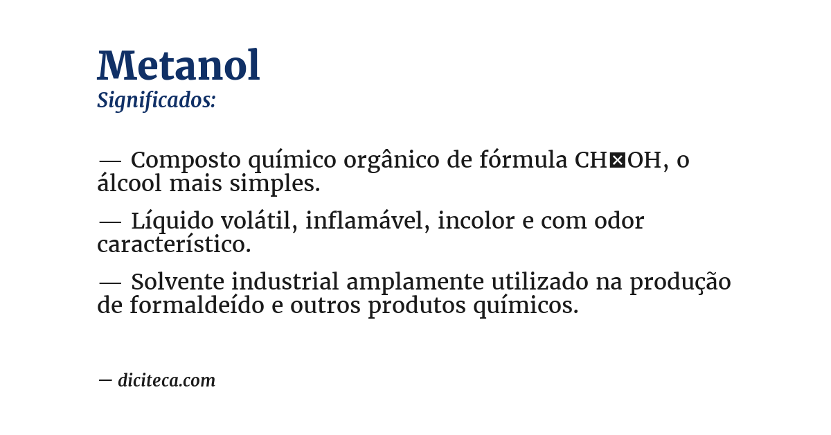 Significado de metanol