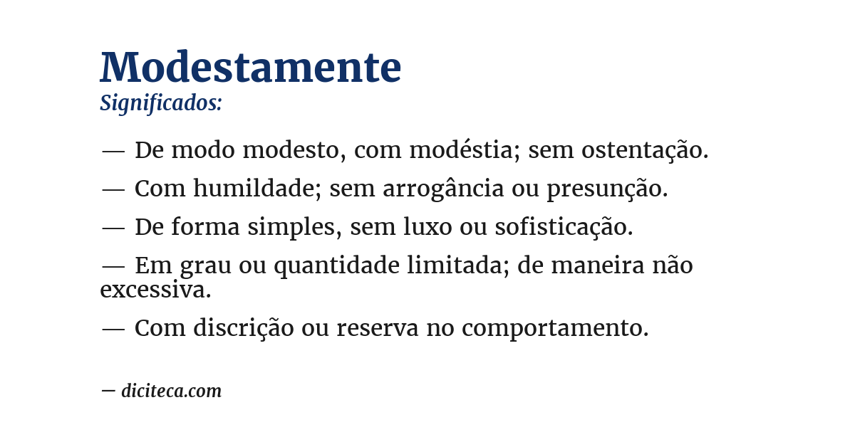Significado de modestamente