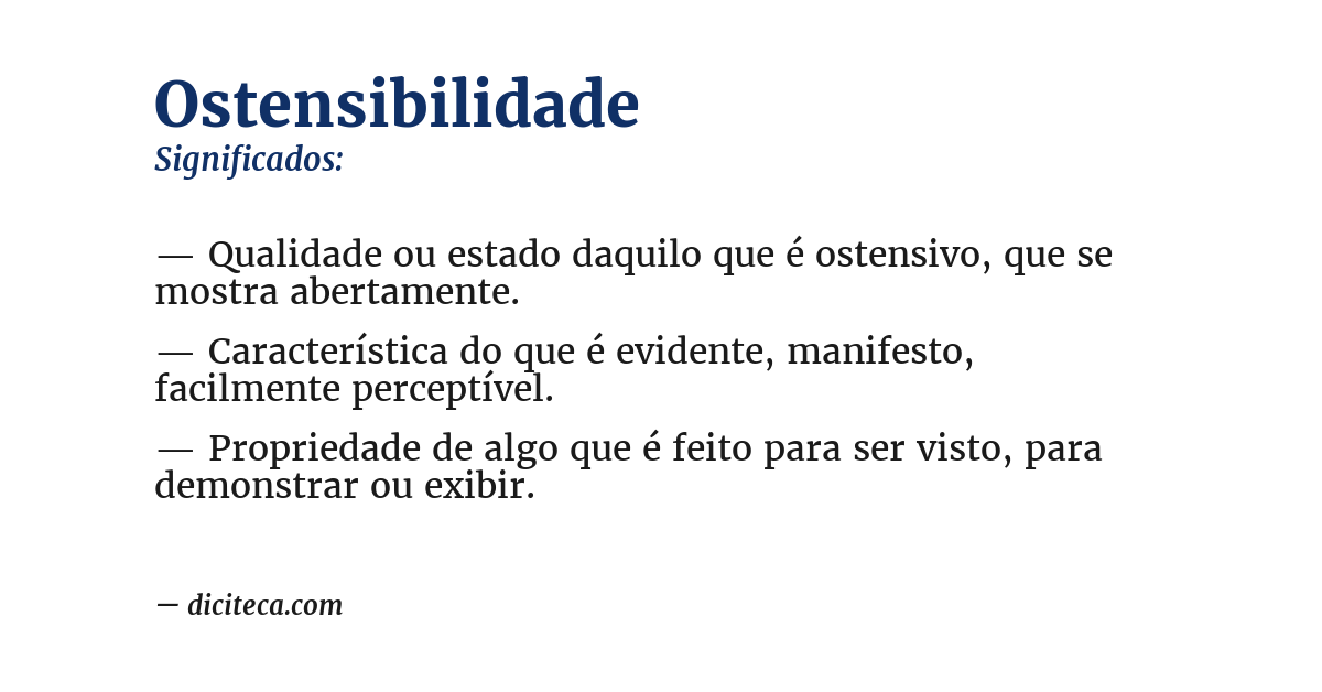 Significado de ostensibilidade