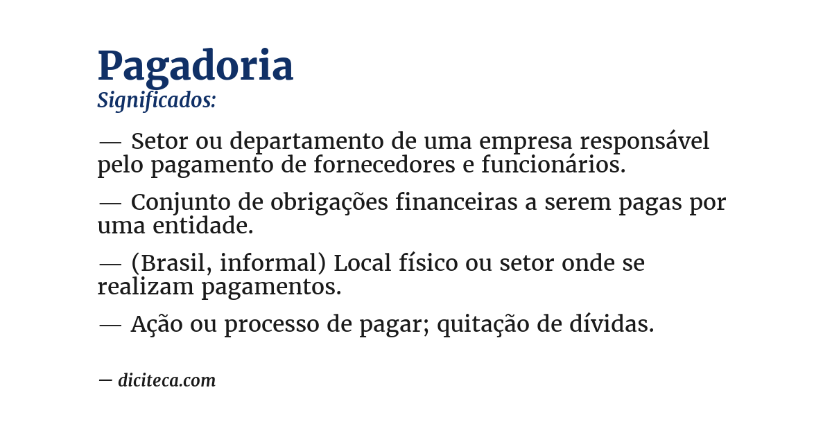 Significado de pagadoria