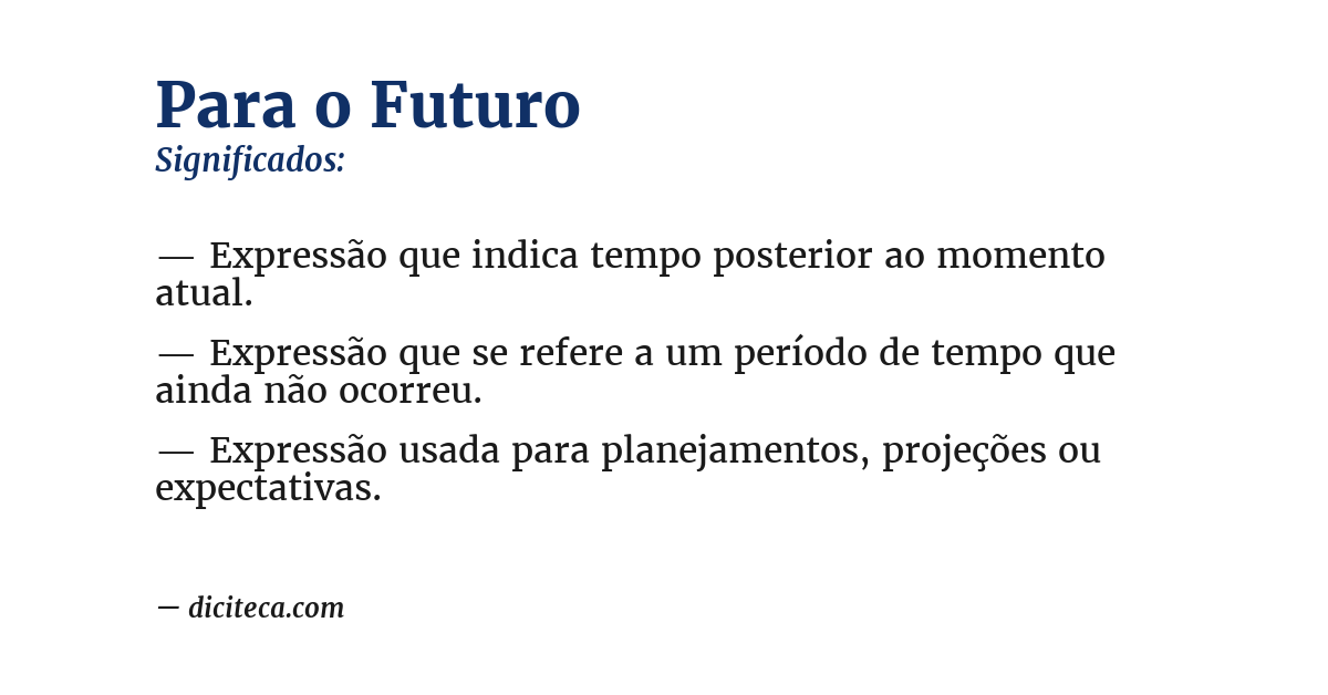 Significado de para o futuro