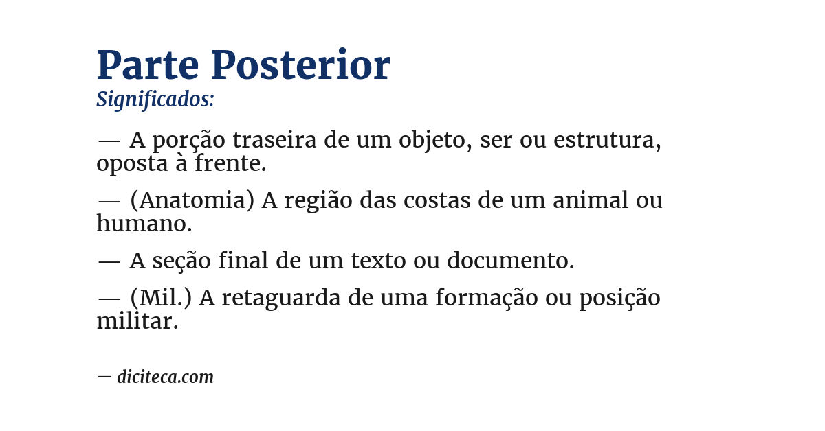 Significado de parte posterior