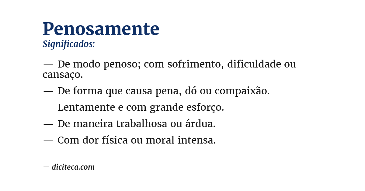 Significado de penosamente
