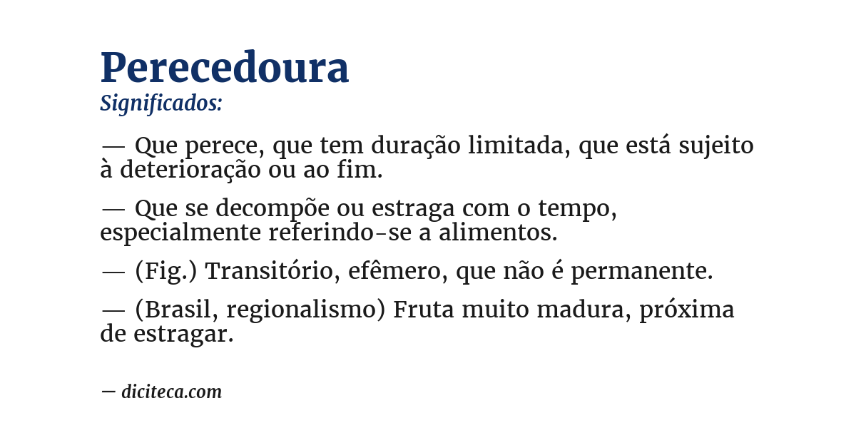 Significado de perecedoura
