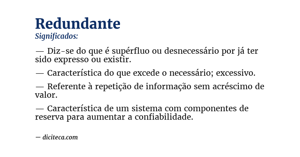 Significado de redundante