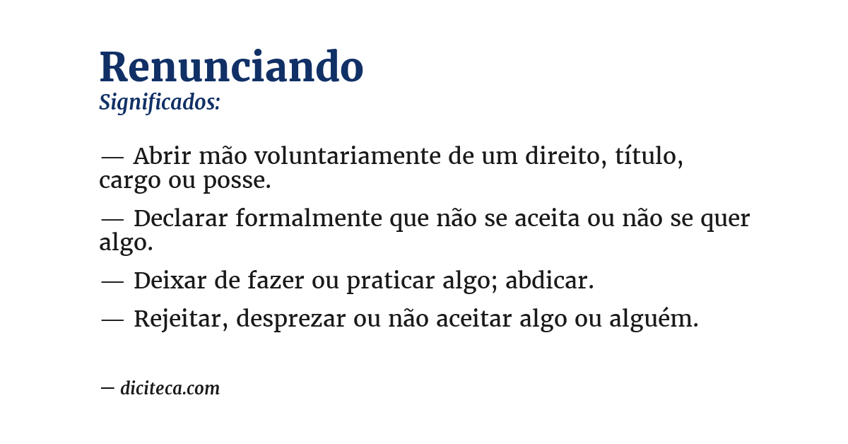 Significado de renunciando