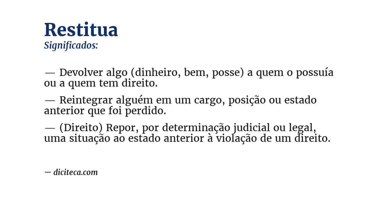 Significado de restitua
