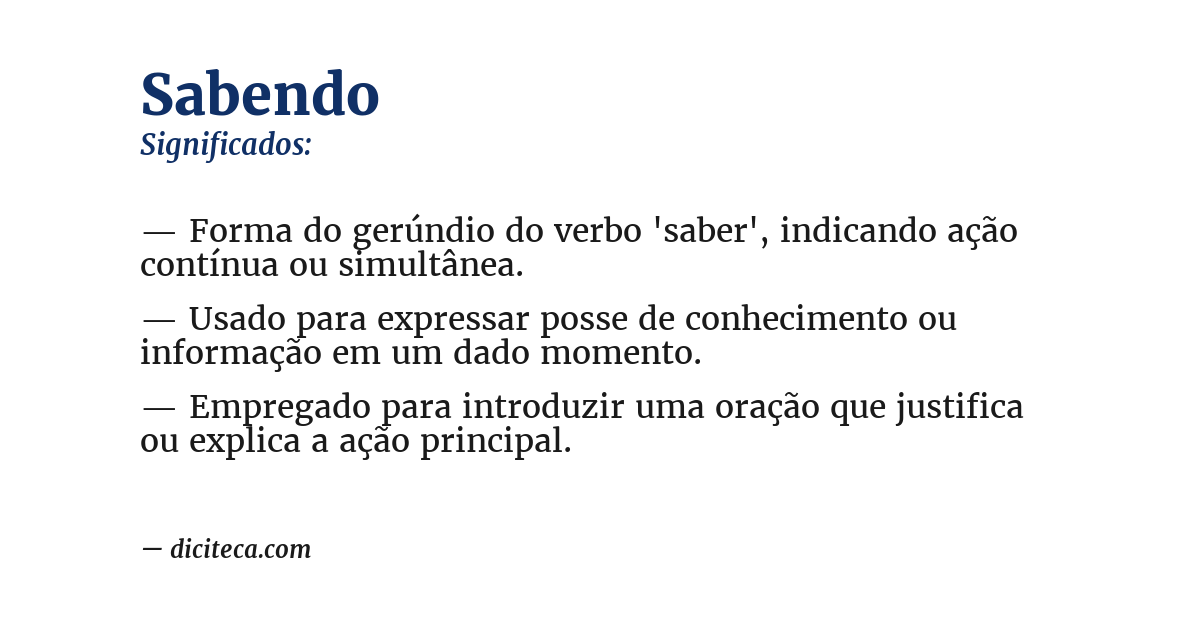 Significado de sabendo