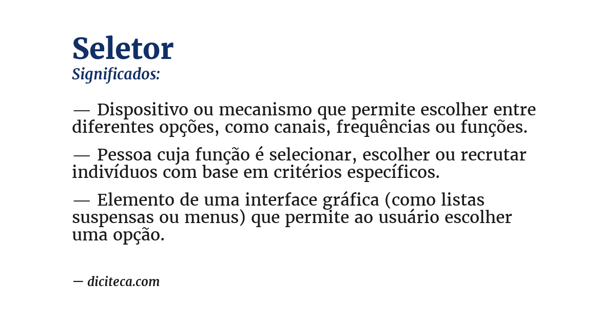 Significado de seletor