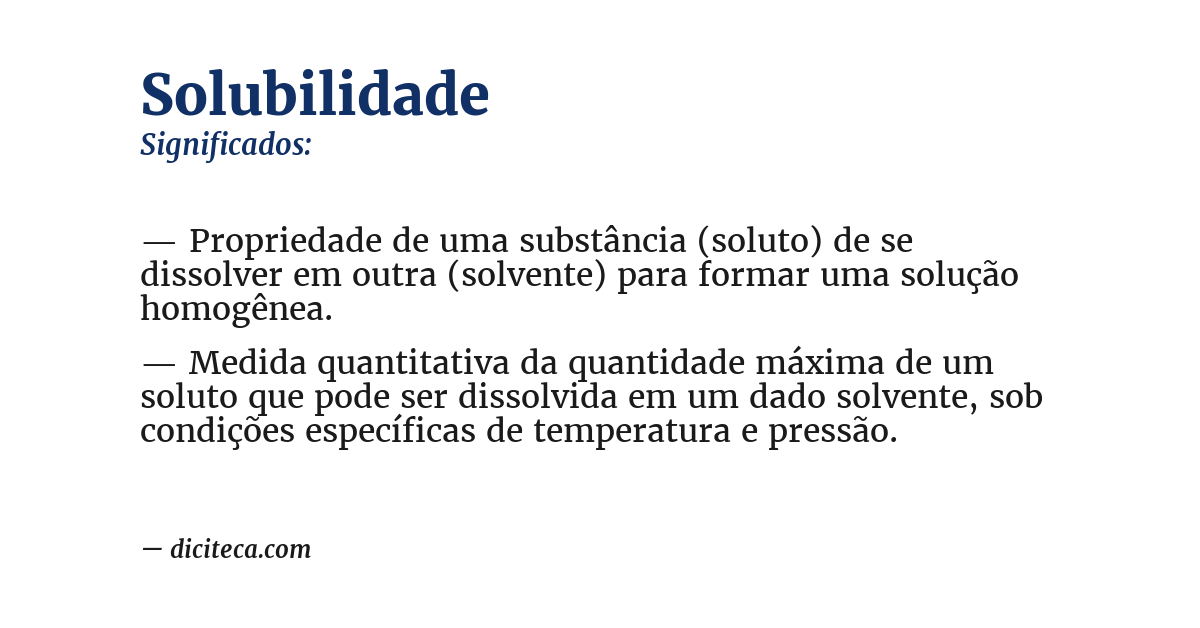 Significado de solubilidade