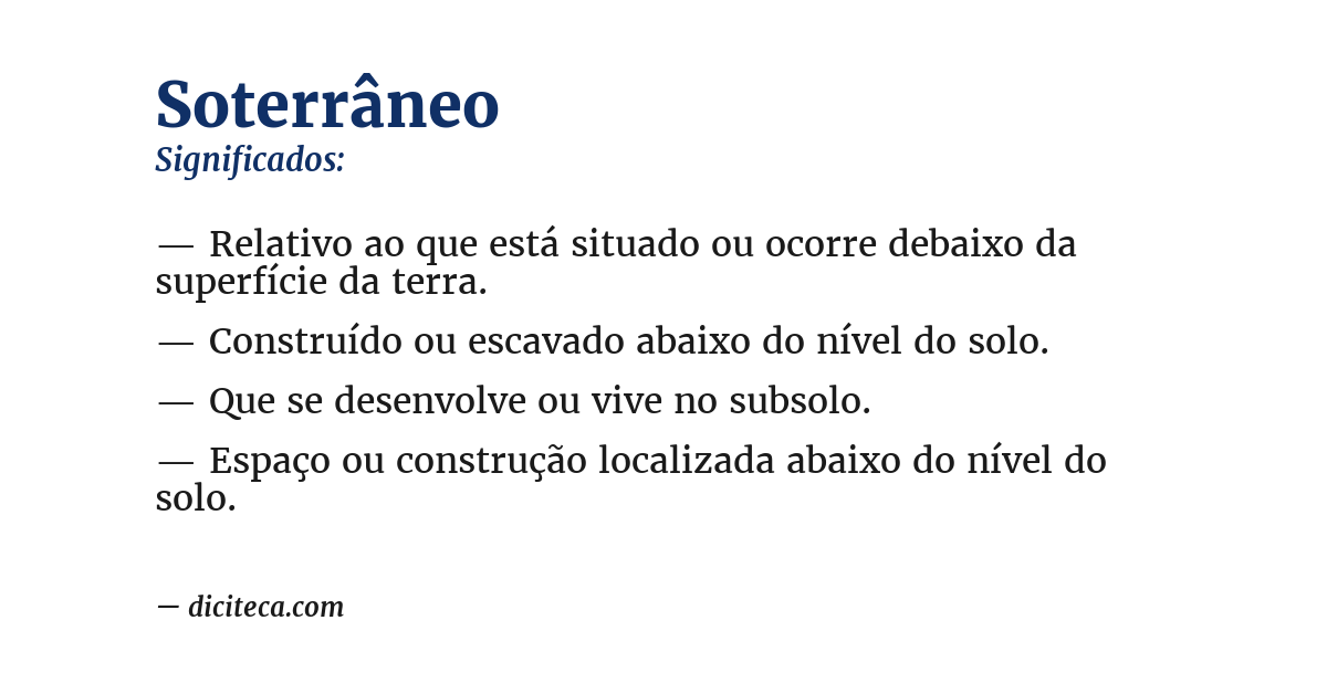 Significado de soterrâneo