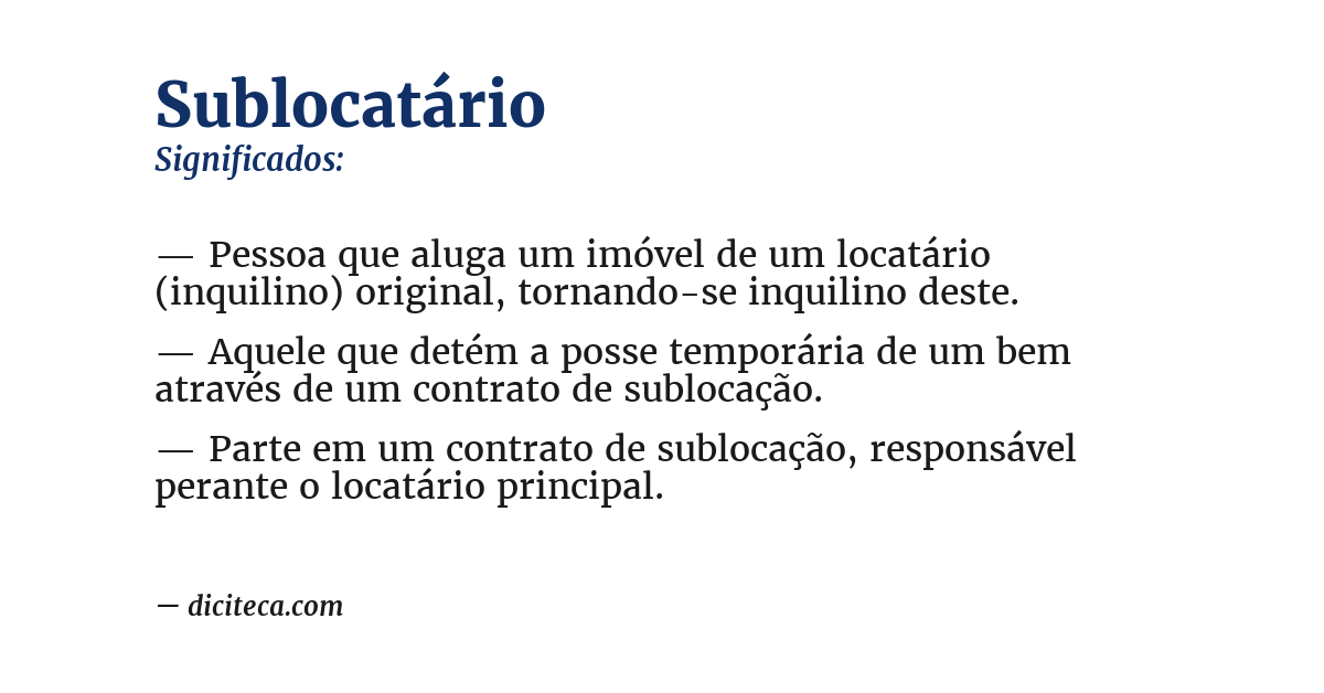 Significado de sublocatário