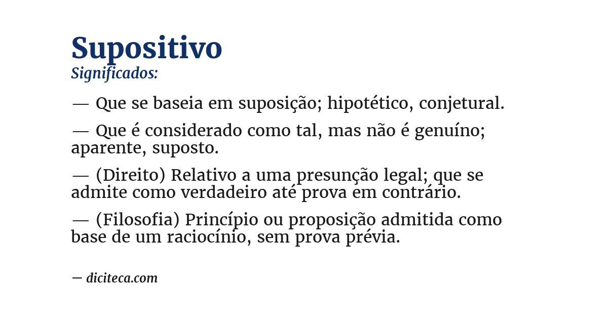 Significado de supositivo