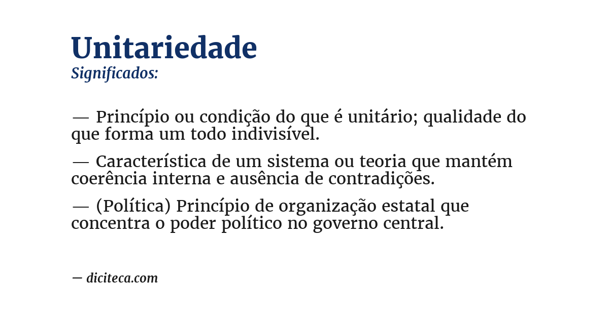 Significado de unitariedade