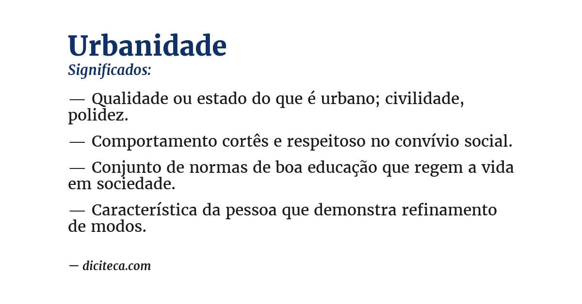 Significado de urbanidade