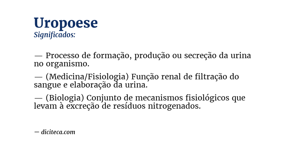 Significado de uropoese