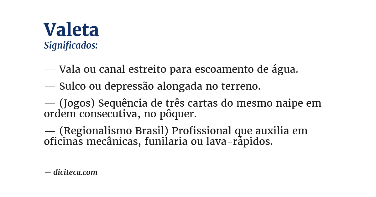 Significado de valeta