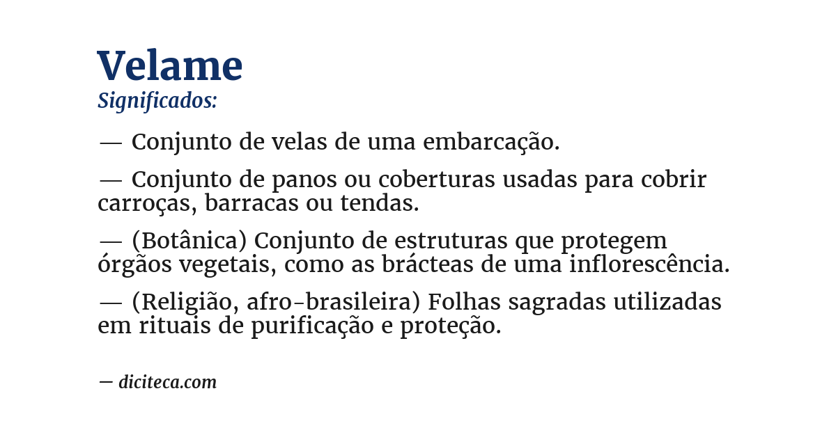 Significado de velame