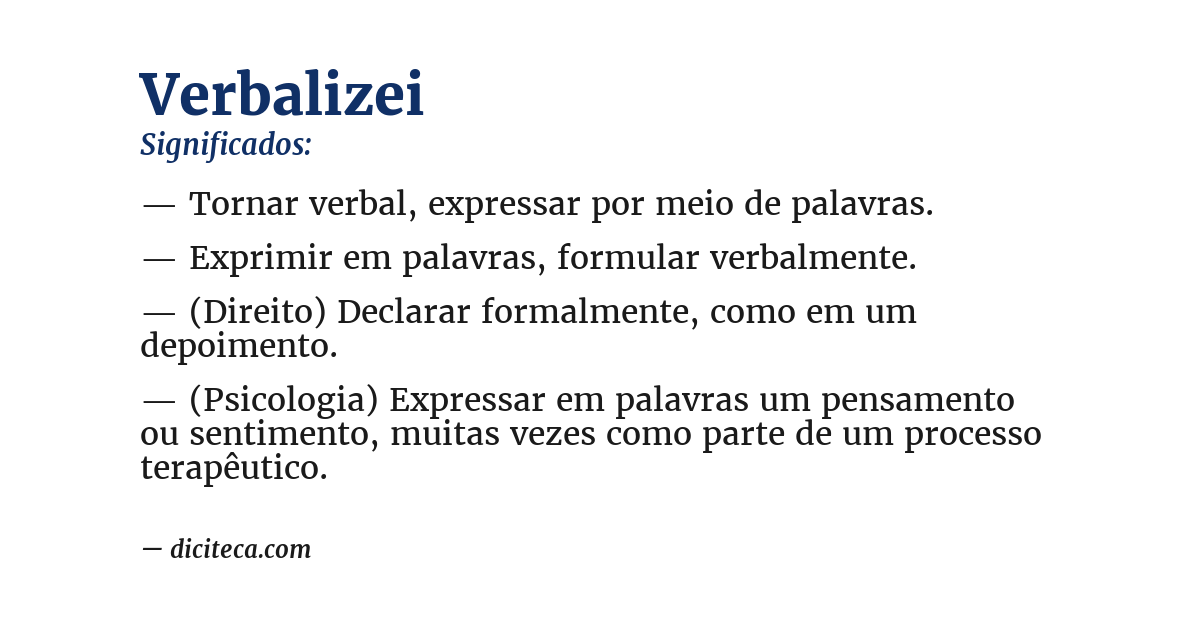Significado de verbalizei