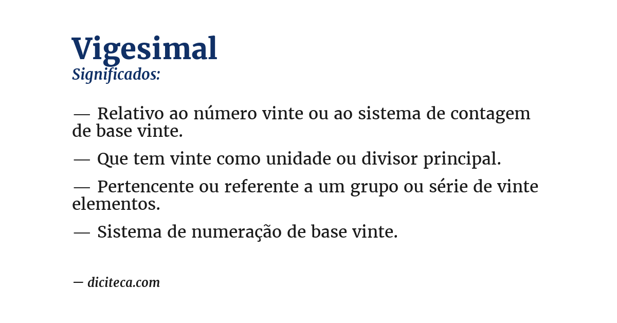 Significado de vigesimal