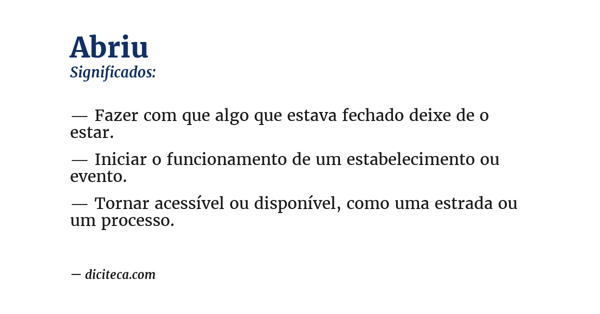 Significado de abriu