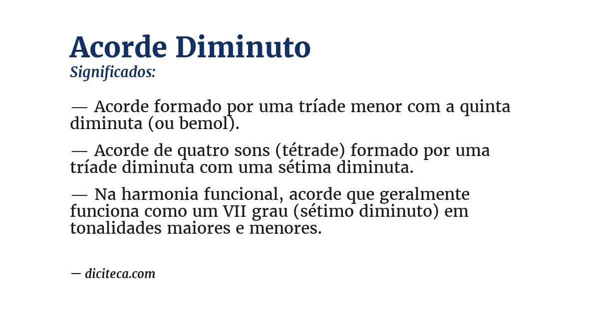 Significado de acorde diminuto
