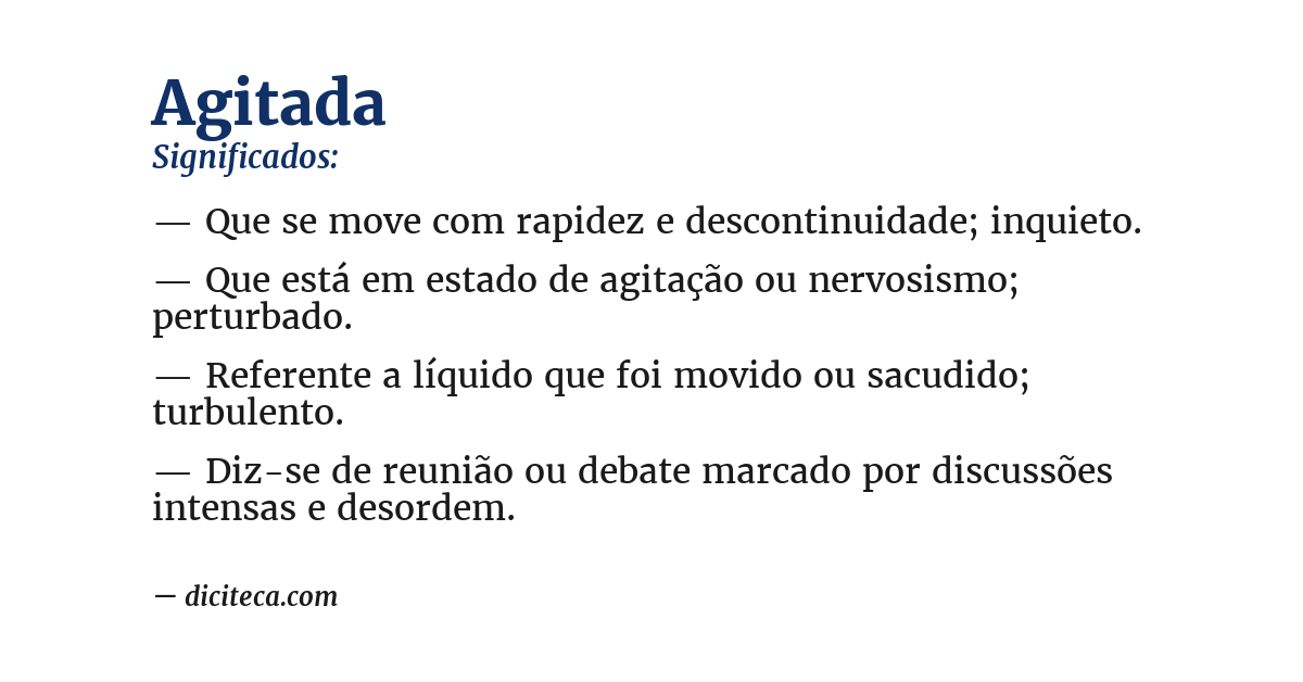 Significado de agitada