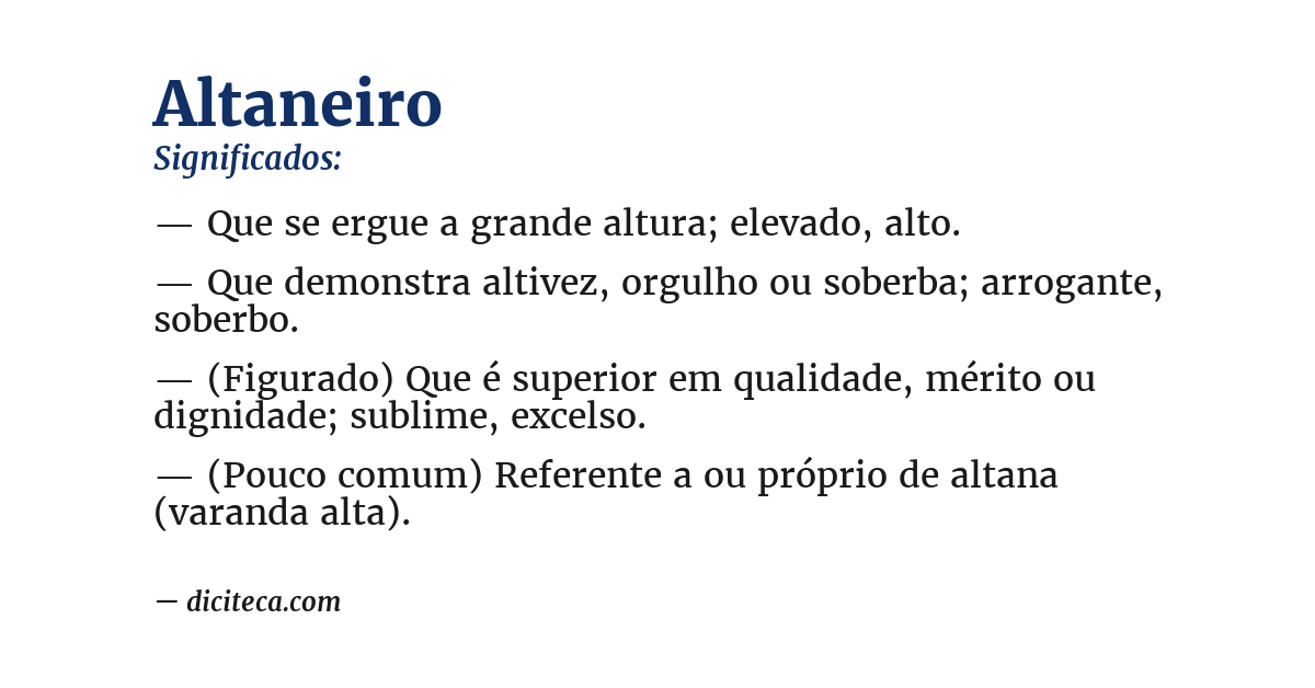 Significado de altaneiro